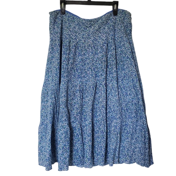 Chaps Women's Prairie Tiered Floral Blue Maxi Skirt Size XL - Picture 8 of 9